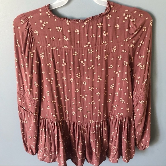 American Eagle mauve oversized layered asymmetric long sleeves top - Picture 6 of 14